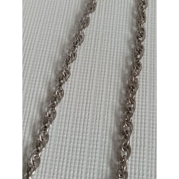 Solid White & Silver Toned Metal Rectangle Accents Long Length Layering Necklace - Picture 7 of 9